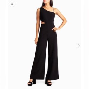 NWT Nicole Miller One Shoulder Cut Out Jumpsuit in Black | Size 4